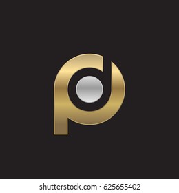 initial logo pd, dp, d inside p rounded letter negative space logo silver gold
