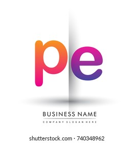 initial logo PE lowercase letter, orange and magenta creative logotype concept, modern and simple logo design.