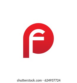 initial logo pf, fp, f inside p rounded letter negative space logo red gray