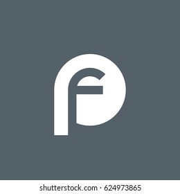 initial logo pf, fp, f inside p rounded letter negative space logo white gray background