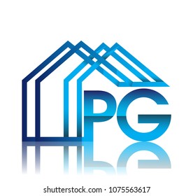 initial logo PG with house icon, business logo and property developer.
