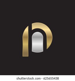 initial logo ph, hp, h inside p rounded letter negative space logo silver gold