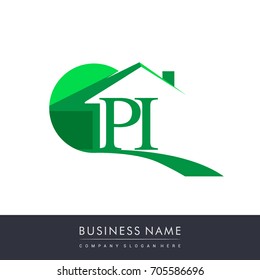 initial logo PI with house icon, business logo and property developer.
