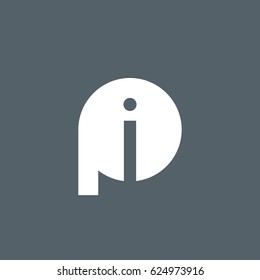 initial logo pi, ip, i inside p rounded letter negative space logo white gray background