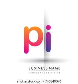 initial logo PI lowercase letter, orange and magenta creative logotype concept, modern and simple logo design.
