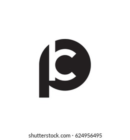 initial logo pk, kp, k inside p rounded letter negative space logo black