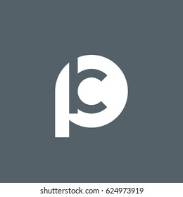 initial logo pk, kp, k inside p rounded letter negative space logo white gray background