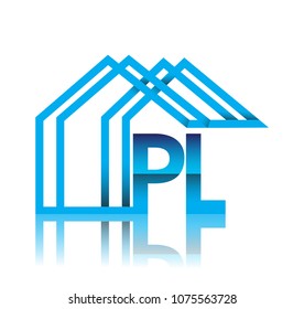 initial logo PL with house icon, business logo and property developer.
