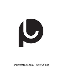 initial logo pl, lp, l inside p rounded letter negative space logo black