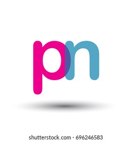 initial logo PN lowercase letter, blue and pink overlap transparent logo, modern and simple logo design.