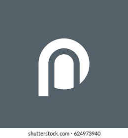 initial logo pn, np, n inside p rounded letter negative space logo white gray background