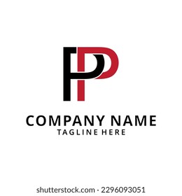 Logotipo inicial PP. Vektor Desain Surat Dengan Warna Hitam.
