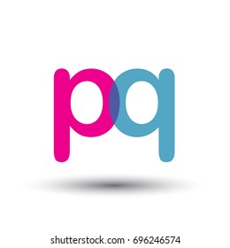 initial logo PQ lowercase letter, blue and pink overlap transparent logo, modern and simple logo design