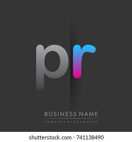 initial logo PR lowercase letter colored grey and blue, pink, creative logotype concept, modern and simple logo design, logo design concept for business and corporate identity.