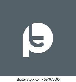 initial logo pt, tp, t inside p rounded letter negative space logo white gray background