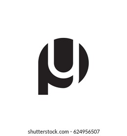 initial logo py, yp, y inside p rounded letter negative space logo black