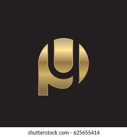 initial logo py, yp, y inside p rounded letter negative space logo gold
