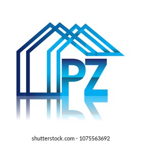 initial logo PZ with house icon, business logo and property developer.
