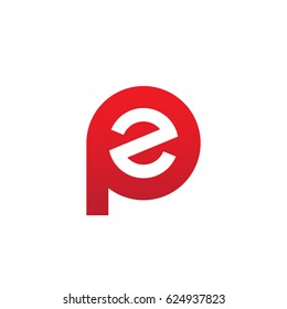 initial logo pz, zp, z inside p rounded letter negative space logo red gray