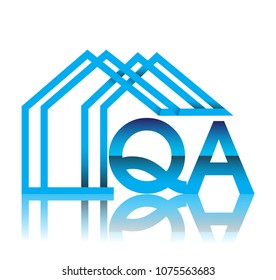 initial logo QA with house icon, business logo and property developer.
