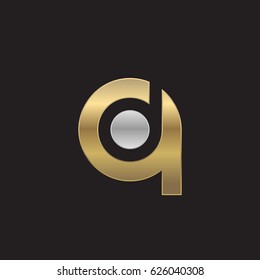 initial logo qd, dq, d inside q rounded letter negative space logo silver gold