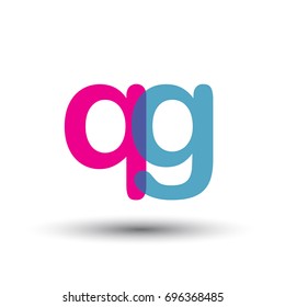 initial logo QG lowercase letter, blue and pink overlap transparent logo, modern and simple logo design.