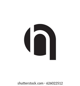 initial logo qh, hq, h inside q rounded letter negative space logo black