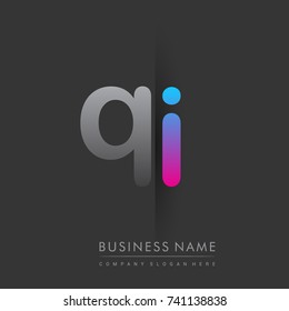 initial logo QI lowercase letter colored grey and blue, pink, creative logotype concept, modern and simple logo design, logo design concept for business and corporate identity.