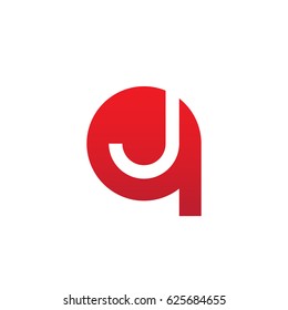 initial logo qj, jq, j inside q rounded letter negative space logo red