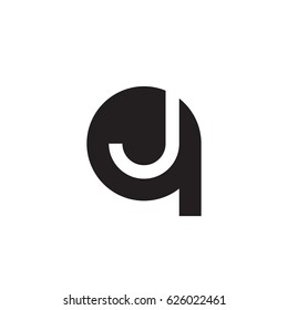 initial logo qj, jq, j inside q rounded letter negative space logo black