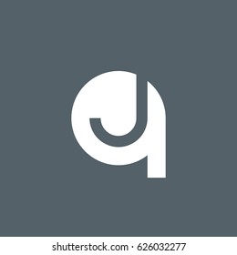 initial logo qj, jq, j inside q rounded letter negative space logo white gray background