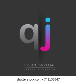 initial logo QJ lowercase letter colored grey and blue, pink, creative logotype concept, modern and simple logo design, logo design concept for business and corporate identity.