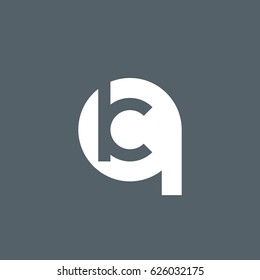 initial logo qk, kq, k inside q rounded letter negative space logo white gray background