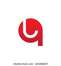 initial logo ql, lq, l inside q rounded letter negative space logo red