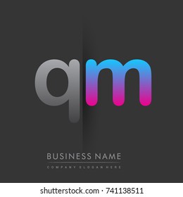 initial logo QM lowercase letter colored grey and blue, pink, creative logotype concept, modern and simple logo design, logo design concept for business and corporate identity.