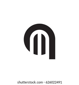 initial logo qm, mq, m inside q rounded letter negative space logo black