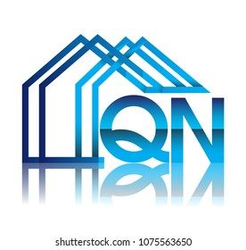 initial logo QN with house icon, business logo and property developer.
