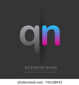 initial logo QN lowercase letter colored grey and blue, pink, creative logotype concept, modern and simple logo design, logo design concept for business and corporate identity.