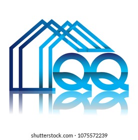 initial logo QO with house icon, business logo and property developer.
