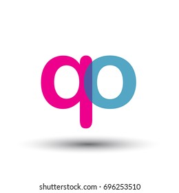initial logo QO lowercase letter, blue and pink overlap transparent logo, modern and simple logo design.
