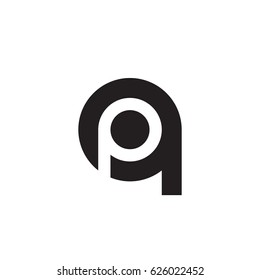 initial logo qp, pq, p inside q rounded letter negative space logo black