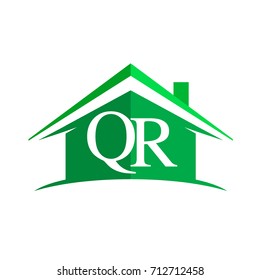 initial logo QR with house icon and green color, business logo and property developer.