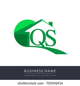 initial logo QS with house icon, business logo and property developer.