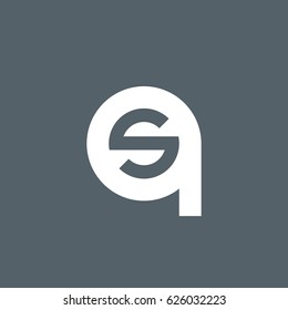 initial logo qs, sq, s inside q rounded letter negative space logo white gray background