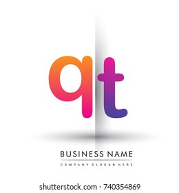 initial logo QT lowercase letter, orange and magenta creative logotype concept, modern and simple logo design.