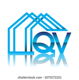 initial logo QV with house icon, business logo and property developer.
