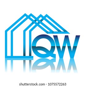 initial logo QW with house icon, business logo and property developer.
