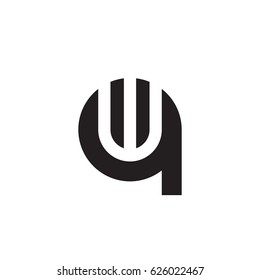 initial logo qw, wq, w inside q rounded letter negative space logo black
