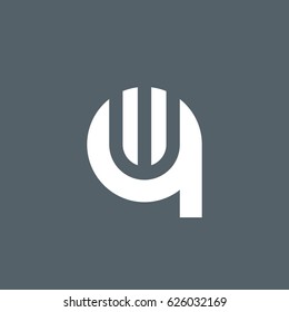 initial logo qw, wq, w inside q rounded letter negative space logo white gray background