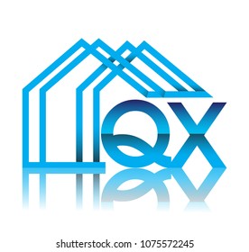 initial logo QX with house icon, business logo and property developer.
